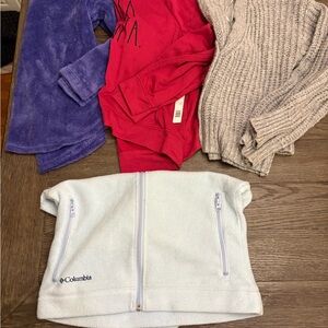 Women’s Columbia light blue fleece vest Rae Dunn sweatshirt button up sweater